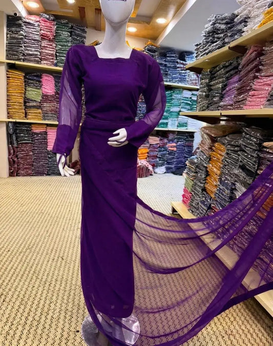 3pcs Women Stitched Sarree Purple