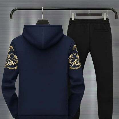 Men Royal Crest Blue Hoodie Track Suit Winter Warm Fleece
