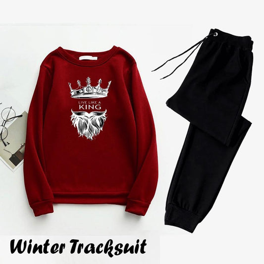 Maroon Track Suit for Men Polyester Drawstring Waist