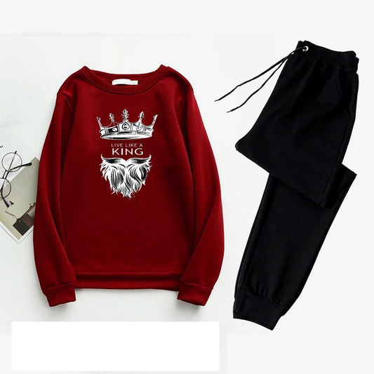 Maroon Track Suit for Men Polyester Drawstring Waist