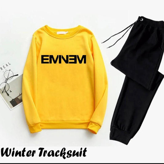 Men Printed Track Suit Yellow Black Polyester