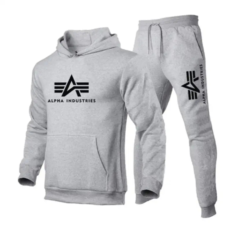 Men Black Fleece Hoodie Track Suit Winter