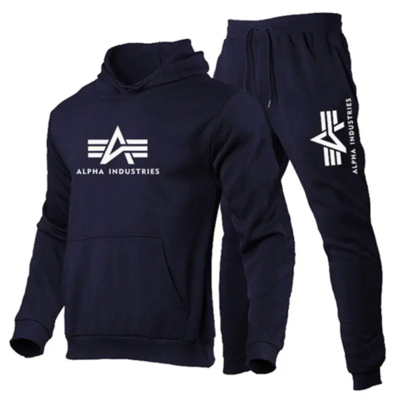 Men Black Fleece Hoodie Track Suit Winter