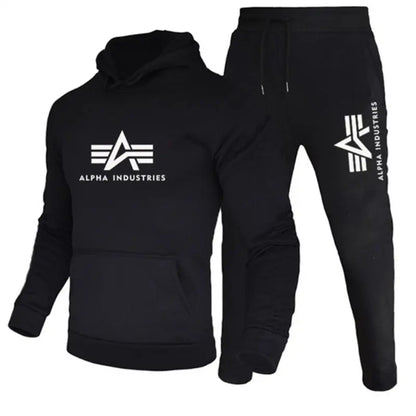 Men Black Fleece Hoodie Track Suit Winter