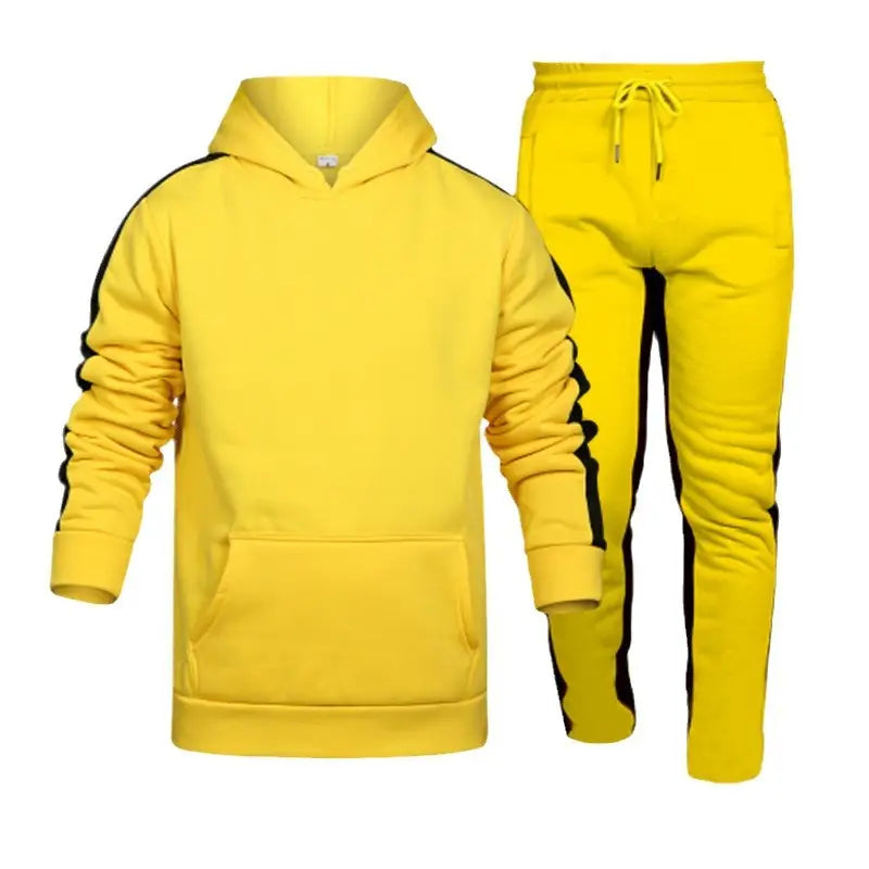 Men Black Red Hoodie Track Suit Winter Casual