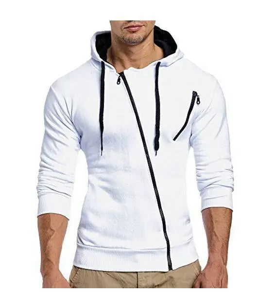 Men's Black Red Zip Hoodie Slim Fit Casual