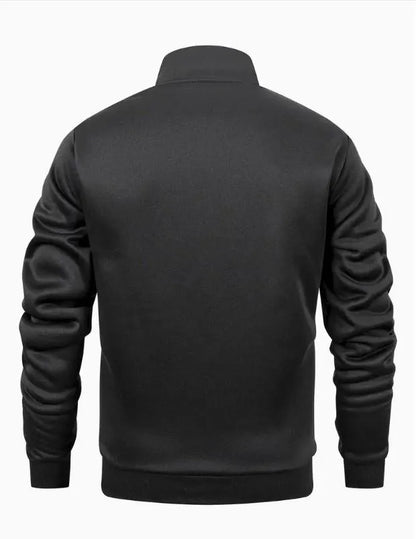 Men Black Fleece Zipper Track Suit 2Pcs Cozy Warm