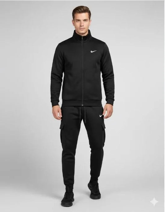Men Fleece Track Suit Black Full Zip Winter Warm Pakistan
