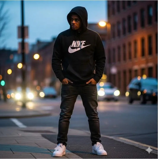 Men's Black Fleece Hoodie Nike Logo Slim Fit