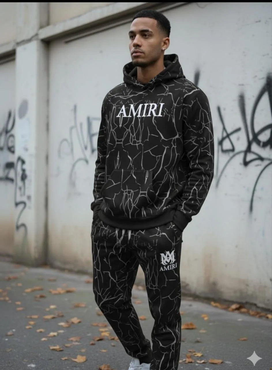 Amiri Men Black Graphic Fleece Track Suit
