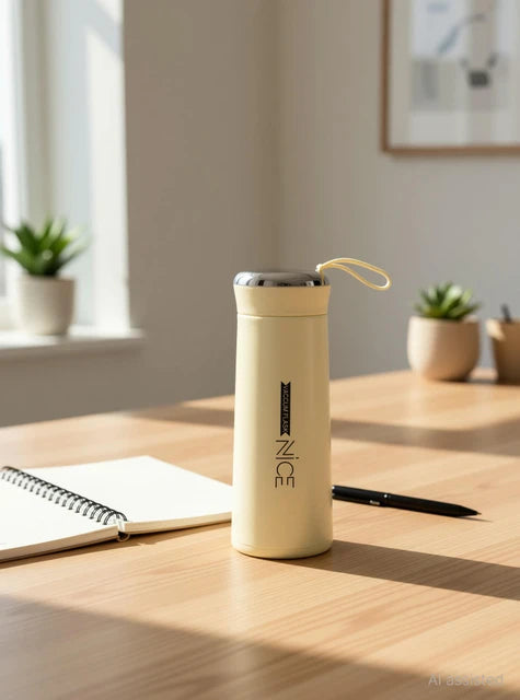 Premium NICE 400ml Glass Water Bottle - Insulated for Ultimate Freshness - Perfect for School, Gym, and Office Use - Durable Glass/Plastic Hybrid Construction - Leakproof Design - Stay Hydrated in Style