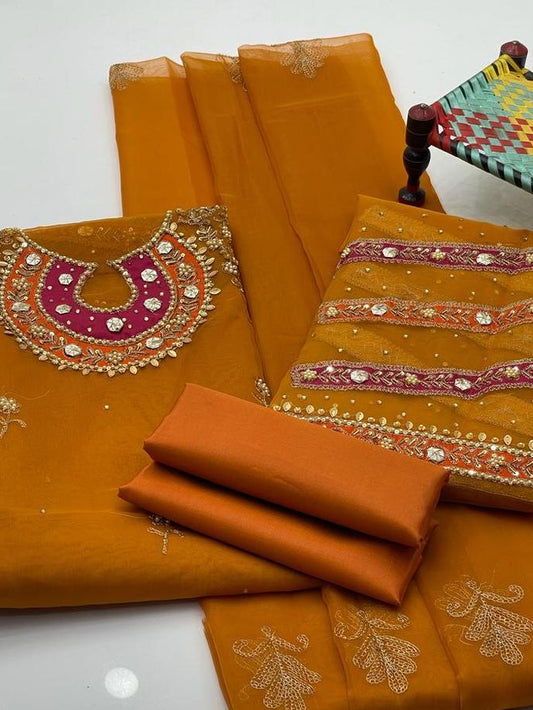 Organza Suit with Heavy Embroidery for Weddings & Festivals