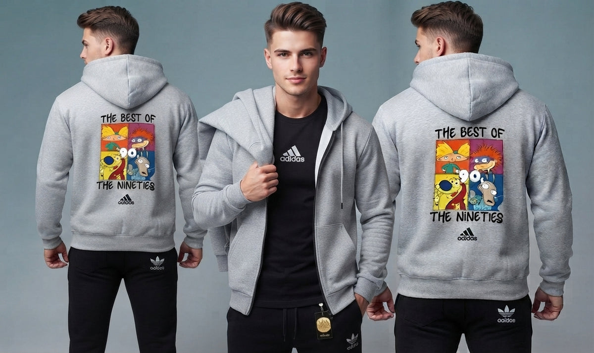 Men Fleece Zipper Track Suit Black 3Pc Winter Casual