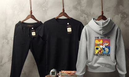Men Fleece Zipper Track Suit Black 3Pc Winter Casual