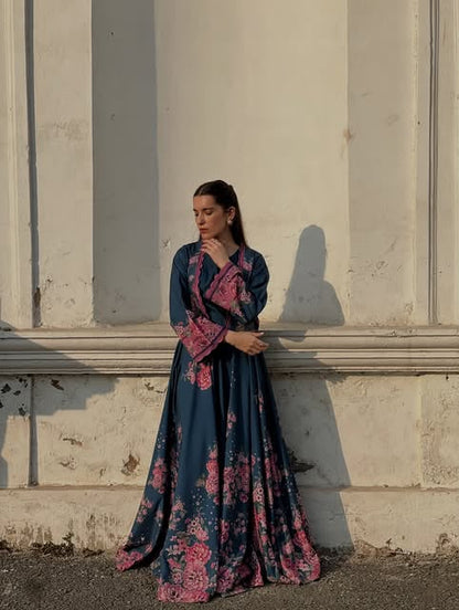 Royal Blue Floral 2-Piece Suit (Elegant aur classy look ke liye)