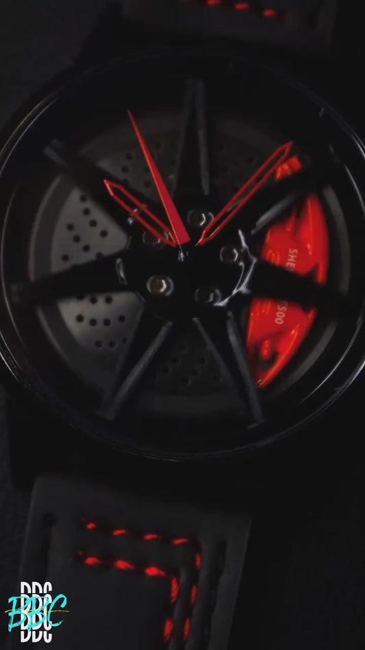 Stainless Steel Spinning Watch Black Red Pakistani